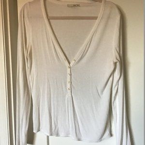 Aritzia Wilfred Free White Long Sleeve Henley - Size Large